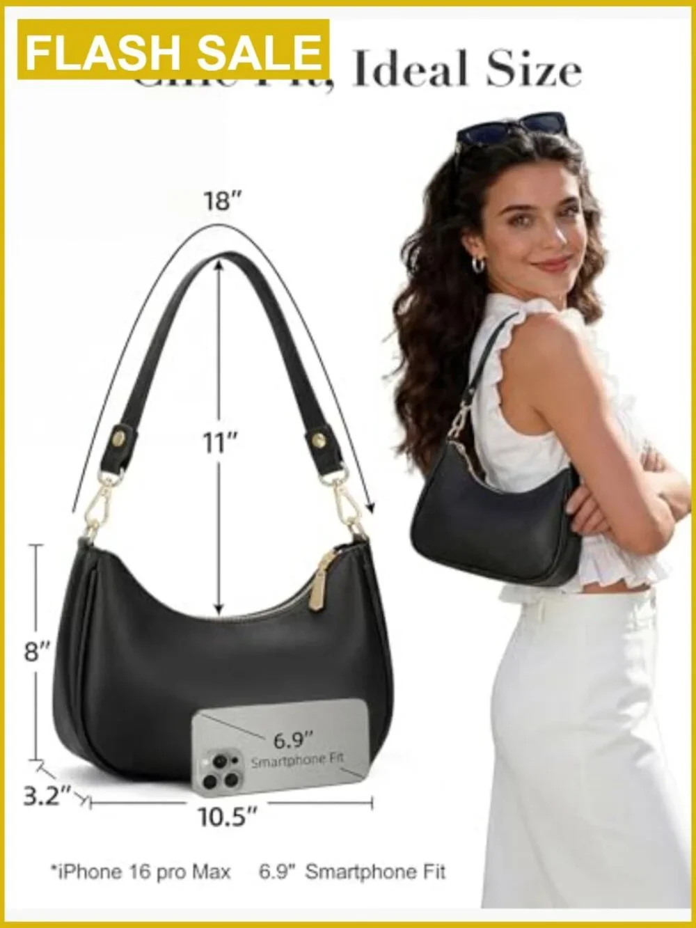 Small Crescent Hobo Bag Vegan Leather Shoulder Purse for Women